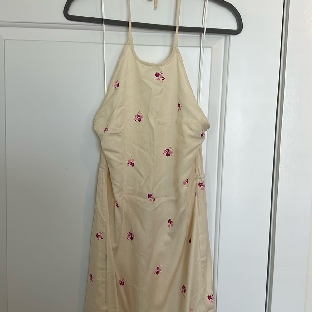 RVCA Cream Halter Backless Sundress